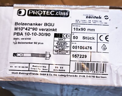 Bolzenanker, M10*42*90 verzinkt, PBA 10-10-30/90, 50 Stück 
