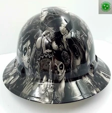 FULL BRIM Hard Hat custom hydro dipped , NEW TATTOO BABES HI DEF  NEW 