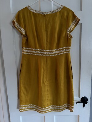 Boden Laura Linen Embroidered Dress Sz 10R in Tuscan Sun Yellow - NWT | eBay