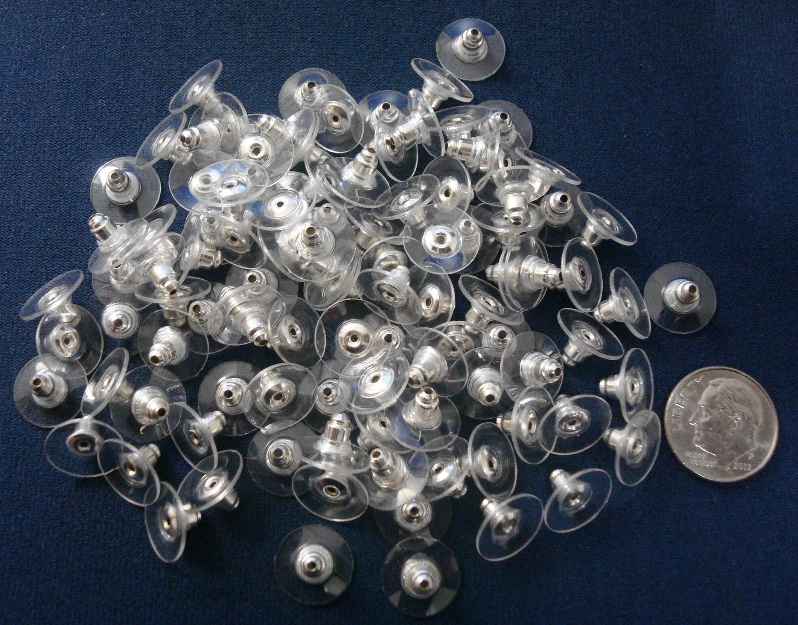100 Disk earring backs clutches clear plastic no pitch disk silver plated FPE116 eBay