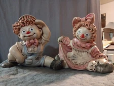 Vintage Raggedy Ann & Andy 1974 Byron Molds Ceramic Retro Decor Nursery