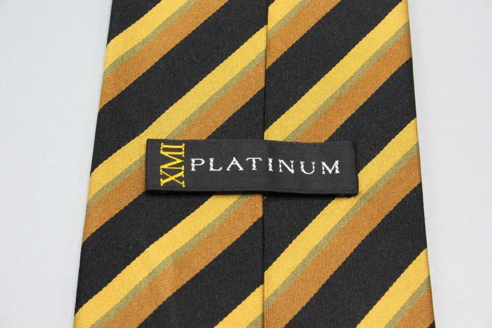 XMI PLATINUM Silk Tie. Brown with Black Stripes. - Image 3 of 4