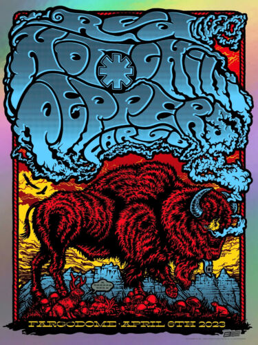 Affiche de tournée Red Hot Chili Peppers Fargo 2023 feuille arc-en-ciel PREUVE D'ARTISTE SIGNÉE - Photo 1 sur 1