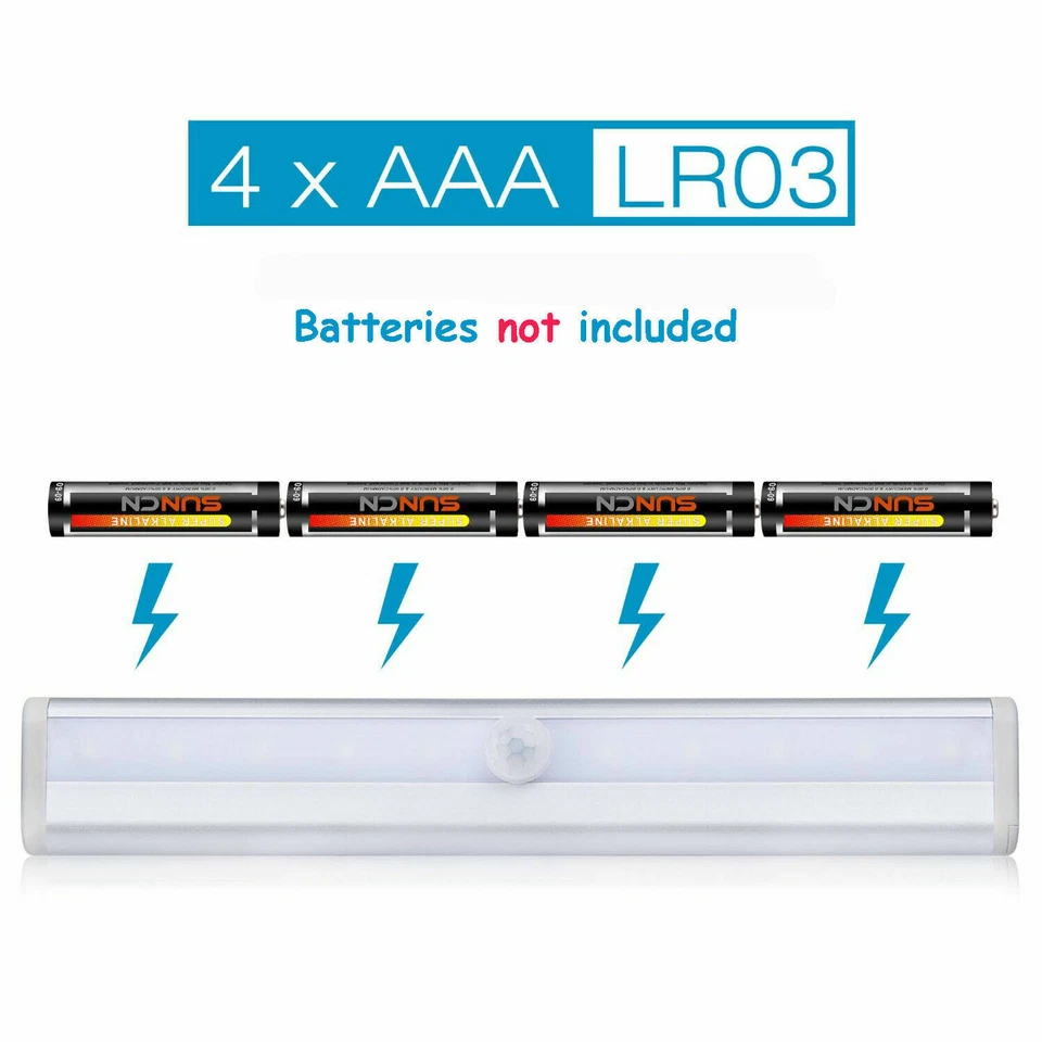 10LED Battery Powered Portable Motion Sensor Light Wireless Night Cabinet Closet - Image 3 of 4