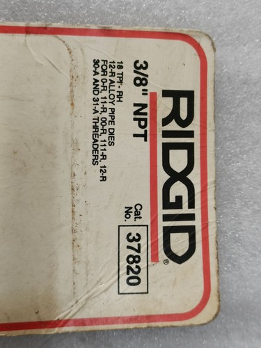 NUEVO RIDGID 37830 HERRAMIENTAS DE ROSCADO DE TUBERÍA TROQUEL 3/8" NPT ALEACIÓN TUBO TROQUEL 37820 - Imagen 4 de 5