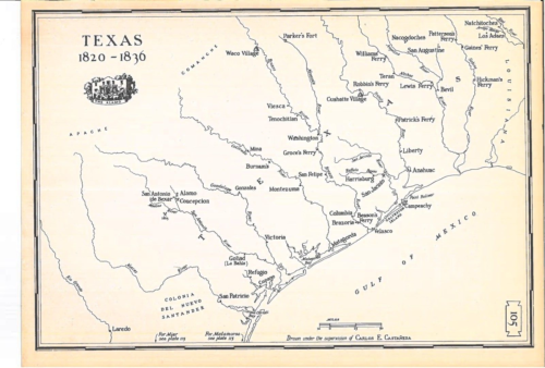 1943 Vintage Karte - Texas 1820-1836 - San Antonio - The Alamo - San Jacinto - Bild 1 von 3