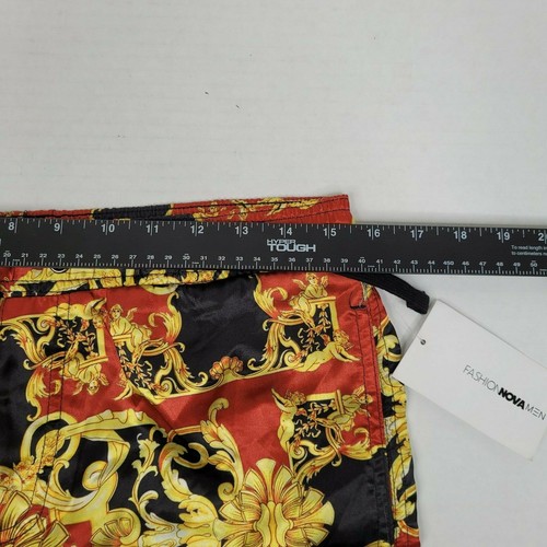Moda Nova pantaloncino uomo medio luci esci poliestere nero lucido rosso oro - Foto 8 di 10