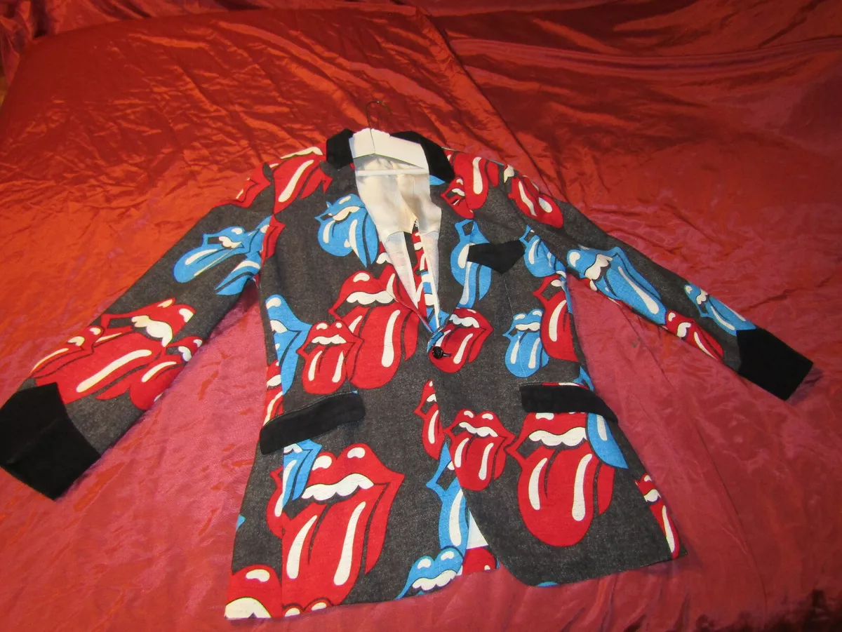 RARE COMME DES GARCONS HOMME Plus Rolling Stones Lips/Tongue Blazer Jacket  LARGE