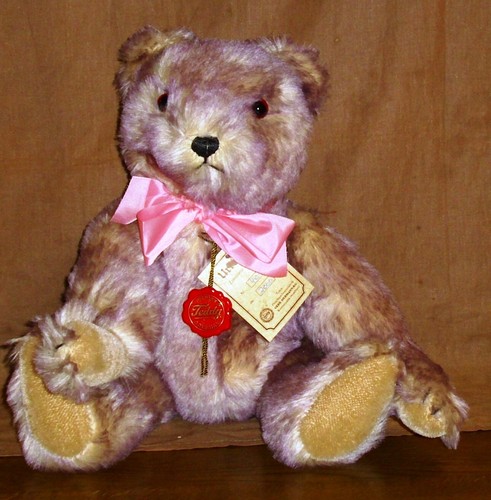 Teddy-Hermann Hirschaid-80iger-42cm-hart gestopft-mehrfarbig-lim.-Zustand 1 - Picture 3 of 6