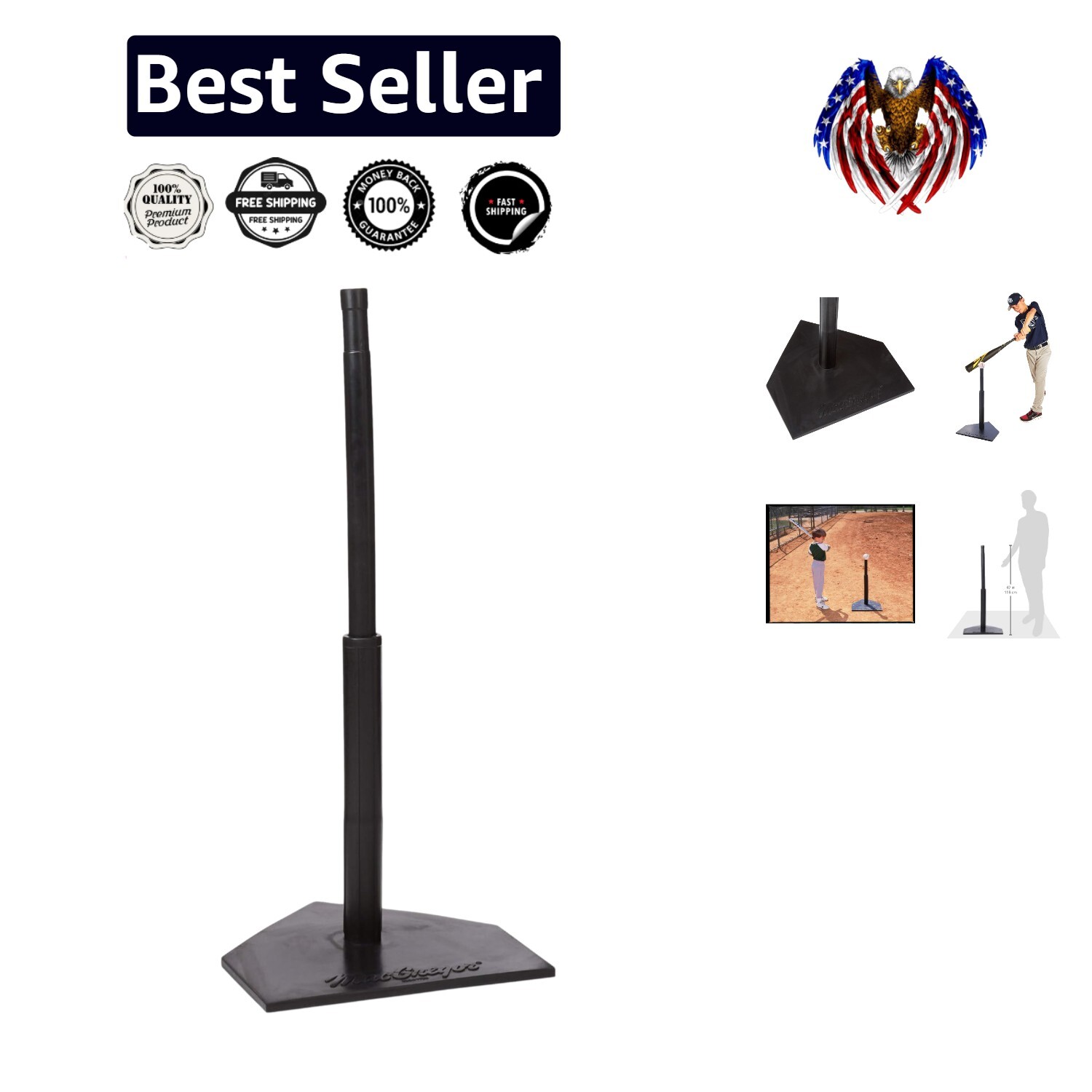 Durable Rubber Baseball Batting Tee with Adjustable Height - All-Weather Design