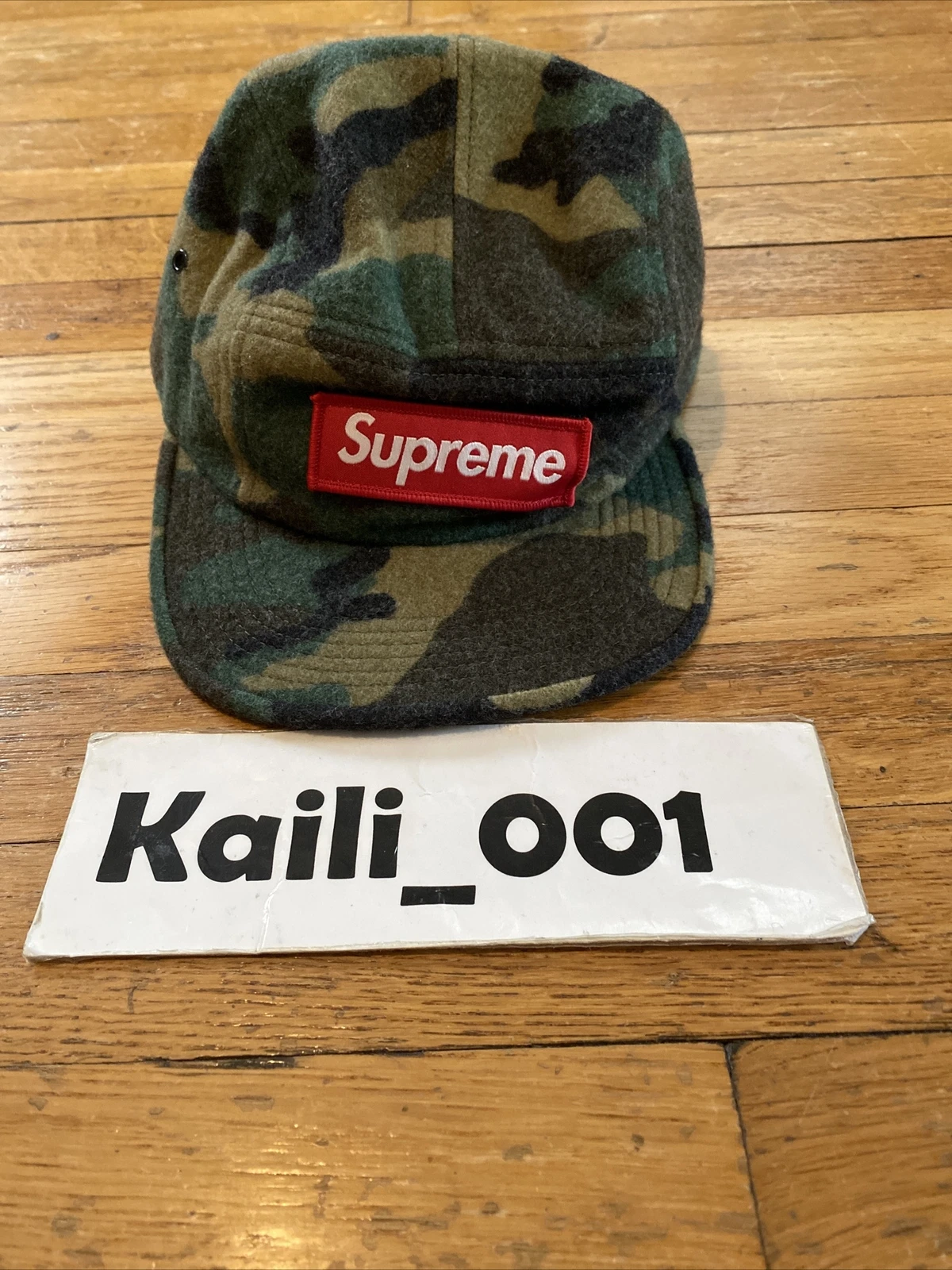Casquette de camp en laine camouflage suprême FW17 chapeau vert B