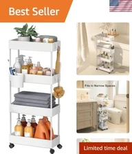 Stylish Slim Storage Cart with 4 Casters - Perfect for Bathroom & Laundry