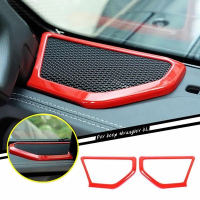 For 18-2023 Jeep Wrangler JL ABS Red Interior A-Pillar Stereo Speaker Cover Trim