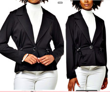 New Marla Wynne Cropped Single-breasted Trench Jacket Black Plus Sz 2x