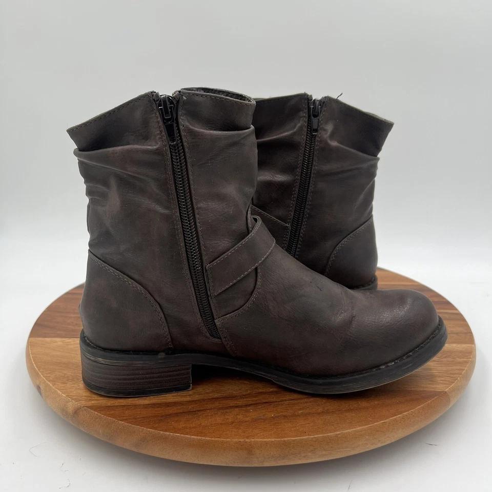 Botas Call It Spring para mujer talla 7,5 marrón imitación cuero/piel marrón doble cremallera  Foto 4 de 4