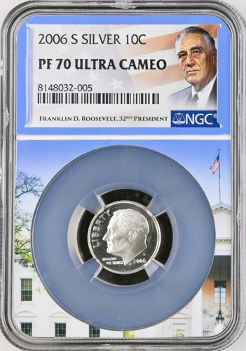 2006 S Silver Roosevelt Dime NGC PF70 Ultra Cameo - White House Core