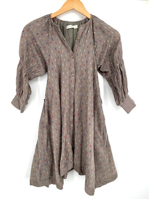 Marin + Morgan Girls Size 7 brown 100% Cotton dress lined asymmetric heavy