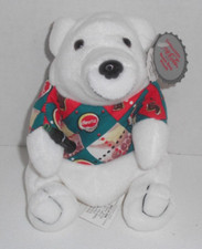 New Collectible Coca-Cola 1998 Polar Bear in Argyle Shirt 0131 Plush Bean Bag