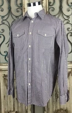 Structure Men's Sz L Long Sleeve Purple and white Button-Front Shirt