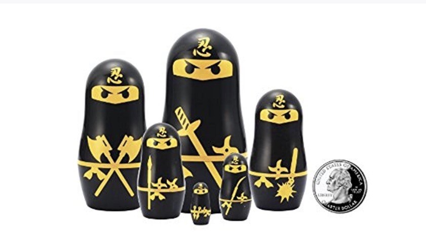 MATRYOSHKA Madness Six Piece NINJA Nesting Dolls Collector&rsquo;s Series