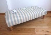 Schreiber Striped Button Footstool Coffee Table, Duck Egg Blue Cream 104x54cm Schreiber Striped Button Footstool Coffee Table, Duck Egg Blue Cream 104x54cm