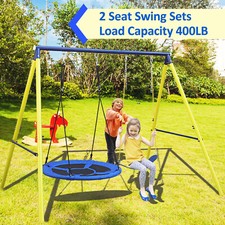 Metal Swing Sets for Backyard, 2 Seast Swing Sets outdoor Load Capacity 400lbs
