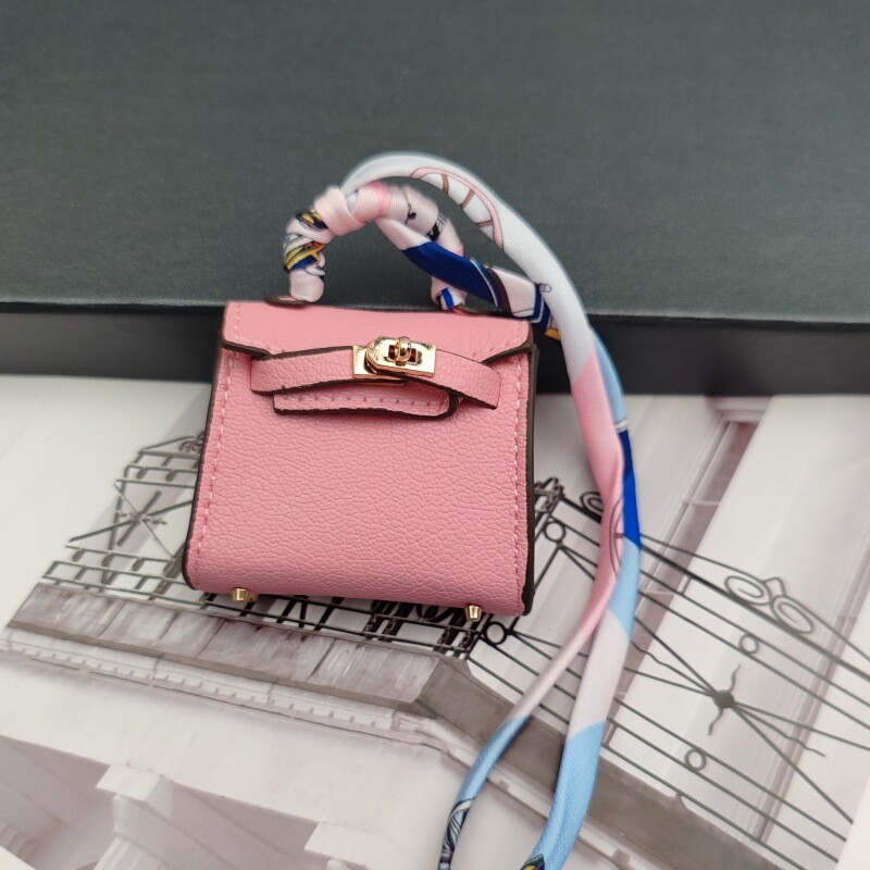 Faux Leather Keychain Key Ring Car Charm Bag Holder Ear Headset