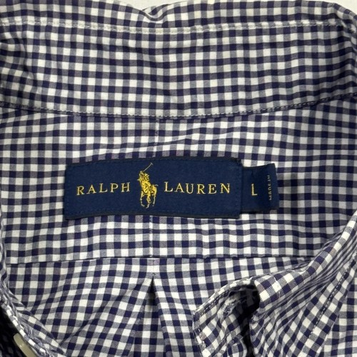 Ralph Lauren Men’s Button-Down Shirt Short Sleeve Plaid Cotton Blue White Large - 第 7/12 張圖片