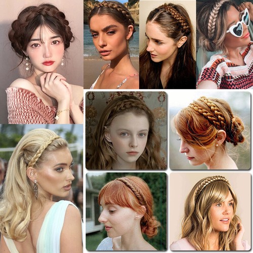 3/5 Strands Braided Headband Hair Classic Chunky Plaited Braids Hair Extensions - Picture 2 of 46