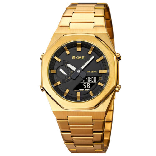 Classic Men Digital Analog Watch Waterproof Date Stainless Steel Strap Watch - Picture 20 of 22