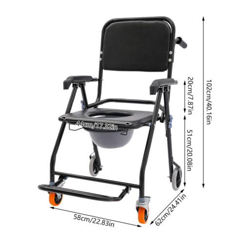 Duschrollstuhl Toilettenrollstuhl Faltbarer Duschsitz Vorsitz Duschstuhl Mit Räd - Bild 3 von 23