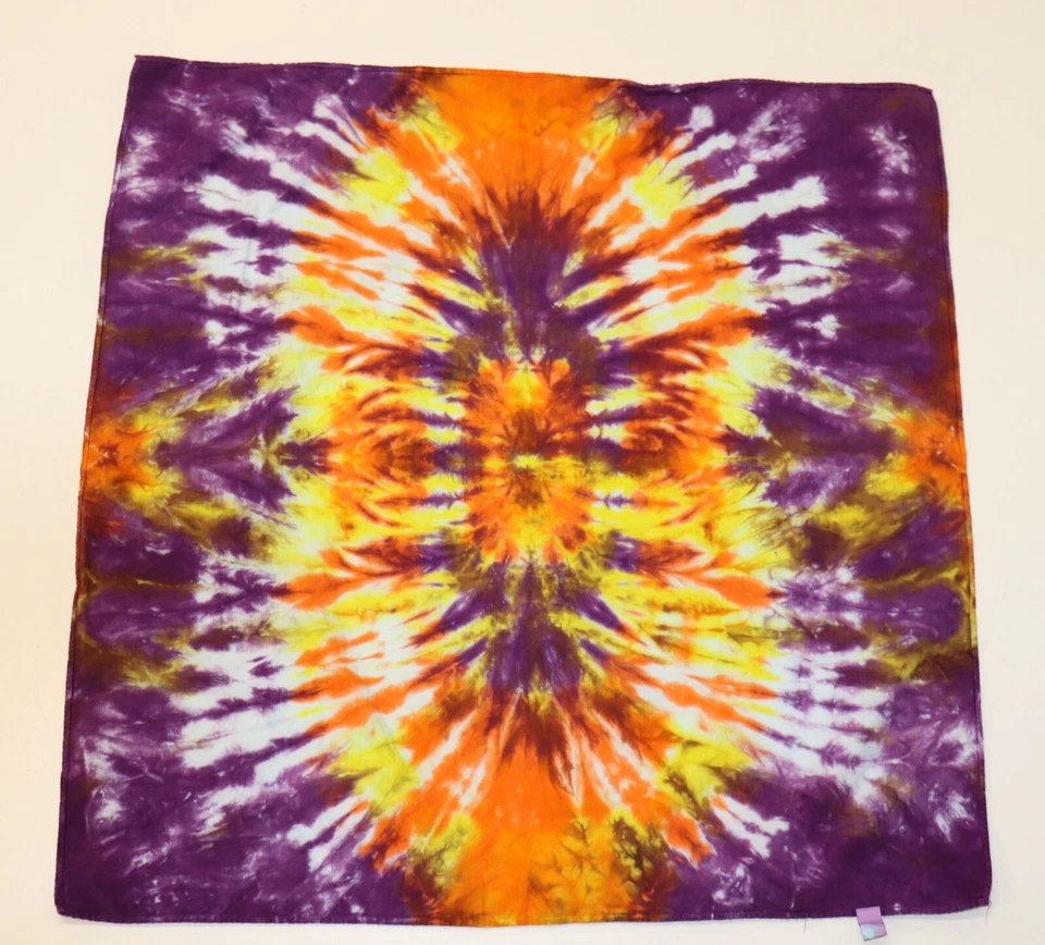 Bandana Tie Dye 21" x 21" Naranja Tiburón Smash 100% Algodón Foto 2 de 4