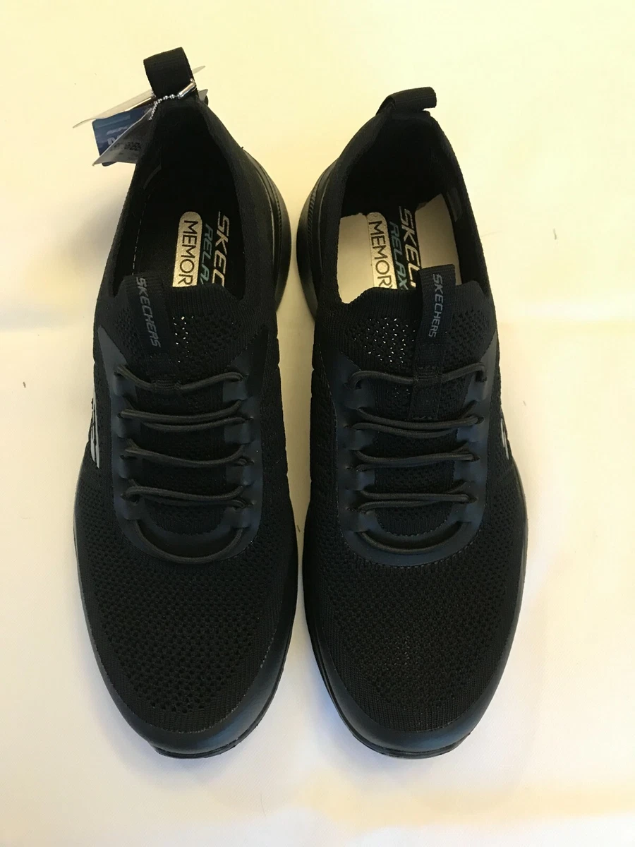 Skechers Men Memory Foam Knit Athletic Sneaker Dual Black New! | eBay