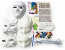 Generic DIY Mask Making Kit Includes Paints, Brushes, Feathers