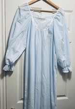 KATZ Vtge 100 Cotton Soft Sky blue Long Soft Stripe Nightgown- Long Sleeve-SM