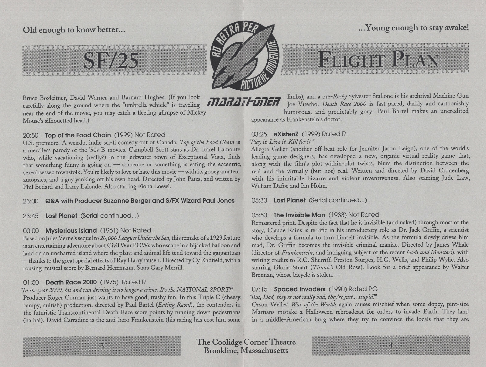 25th Boston Science Fiction Film Marathon Program (2/20/2000) Coolidge Corner