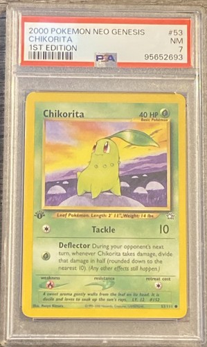 Chikorita (1st Edition) graded PSA 7 for sale on eBay
