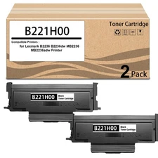 2 Pack LEXB221H00 B221H00 Black High Yield Toner Cartridge Works for Lexmark
