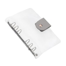 A6 Clear Notebook Binder, 6-Ring Refillable Planner Cover Binder, Gray