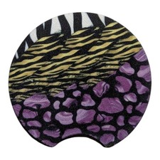 Cheetah Zebra Gem Stones Car Coaster Single - Handmade - Free Shipping