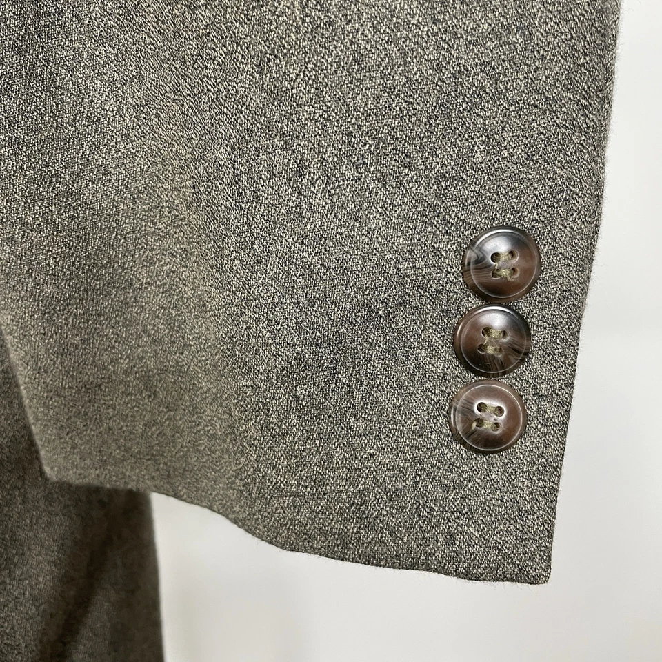 Abrigo Deportivo Claiborne Hombre 42L Marrón Verde Texturizado Poliéster Tres Botones Foto 4 de 4