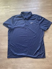 Nike Golf Men Polo Shirt Blue Dri Fit Short Sleeve Collar Button Logo Size 2XL