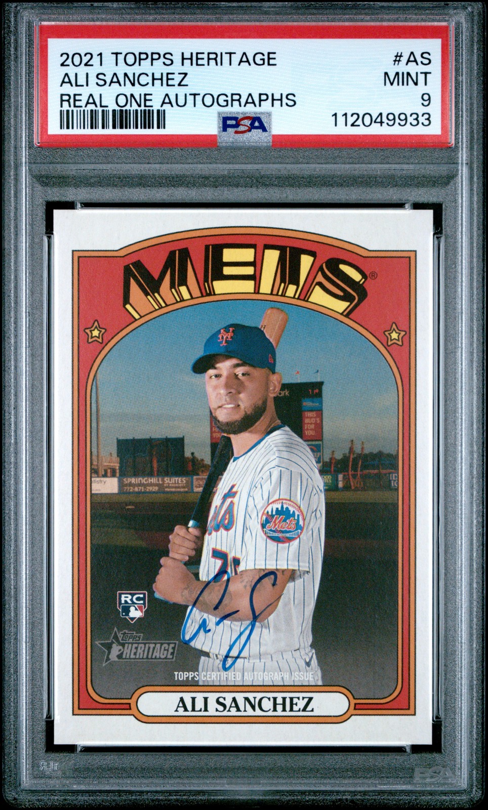 2021 TOPPS HERITAGE REAL ONE AUTOS #AS ALI SANCHEZ PSA 9 AUTO