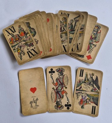 Stunning Antique Ferd Piatnik & Sohne Wien Industrie Gluck Tarrock Playing Cards