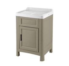 Mobile Lavatoio in Resina con Asse per Lavare Artù Tortora 60 x 51 x 89 cm