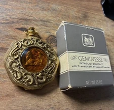 Vintage 1970s Max Factor GEMINESSE Pendant Powder Compact • Excellent Condition