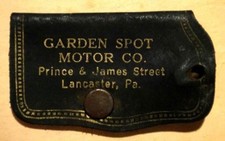 vintage antique FORD CAR DEALER LEATHER KEYCHAIN lancaster pa GARDEN SPOT MOTOR
