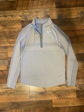 Nike Dri-FIT 1/4 Zip Lightweight Pullover Gray Mock Neck Long Sleeve S