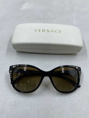 Versace Black Studded Cat Eye Polarized Women Sunglasses