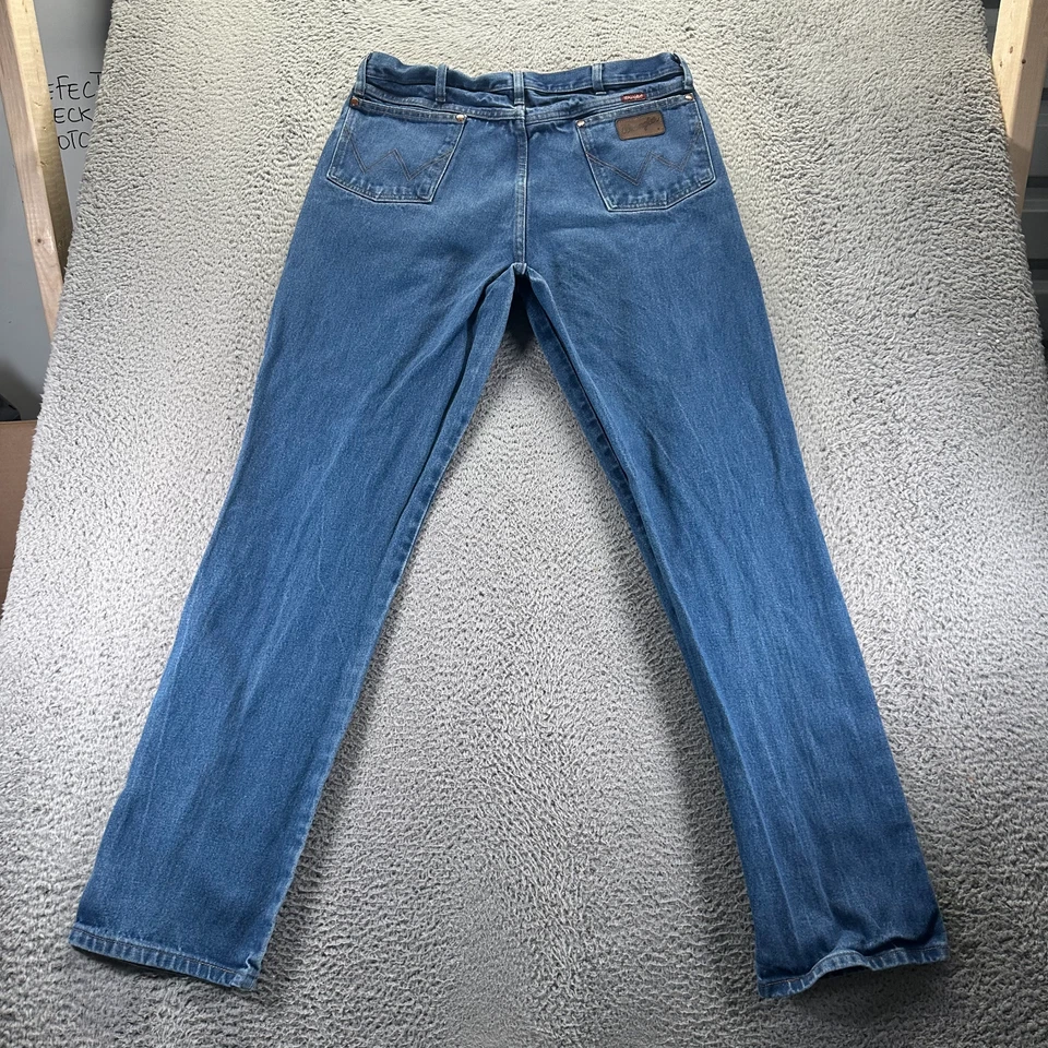 Pantalones de mezclilla rectos vintage Wrangler corte vaquero 31 MWZ para hombre 35x36 azul algodón Foto 4 de 4